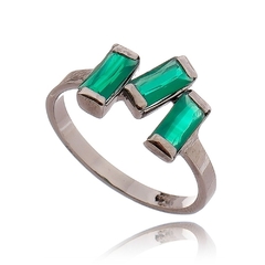 3 Chrysoprase baguettes ring - buy online