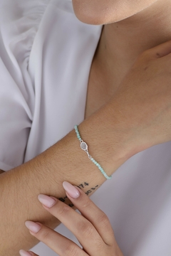 950 Sterling silver gold or rhodium plated twisted handle tennis racket natural amazonite bracelet - Lily Silvestre - Joias personalizadas e exclusivas