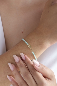 950 Sterling silver gold or rhodium plated twisted handle tennis racket natural amazonite bracelet on internet
