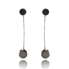 Black Pearl pendulum earrings with black druse - buy online