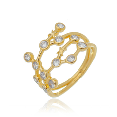 18k Gold Gemini ring with white Sapphires or Diamonds