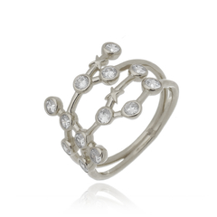 18k Gold Gemini ring with white Sapphires or Diamonds - buy online