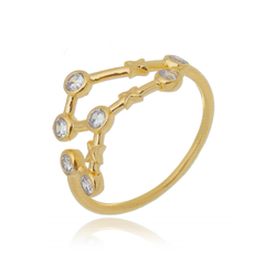 18k Gold Leo ring with white Sapphires or Diamonds