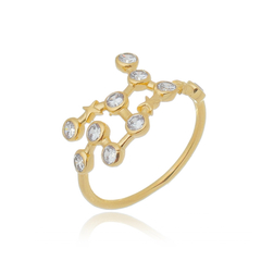 18k Gold Virgo ring with white Sapphires or Diamonds