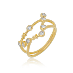 18k Gold Capricorn ring with white Sapphires or Diamonds