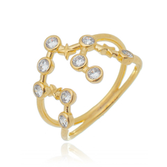 18k Gold Aquarius ring with white Sapphires or Diamonds