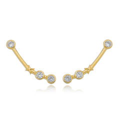 18k Gold Aries earrings with white Sapphires or Diamonds