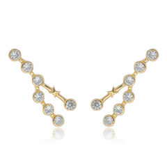 18k Gold Taurus earrings with white Sapphires or Diamonds