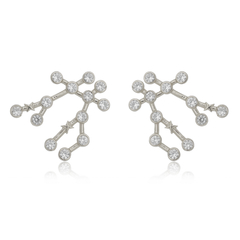 18k Gold Gemini earrings with white Sapphires or Diamonds - buy online
