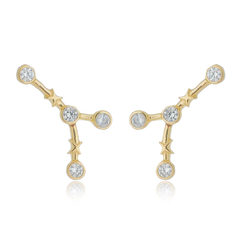 18k Gold Cancer earrings with white Sapphires or Diamonds