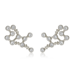 18k Gold Virgo earrings with white Sapphires or Diamonds - buy online