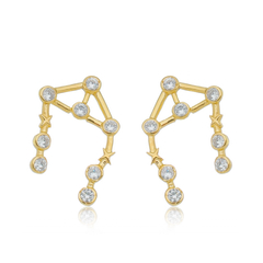 18k Gold Libra earrings with white Sapphires or Diamonds