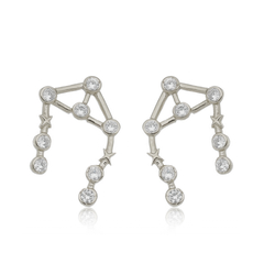 18k Gold Libra earrings with white Sapphires or Diamonds - buy online