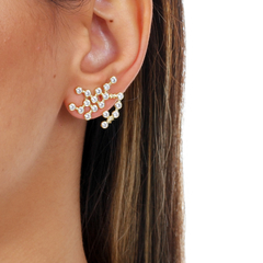 18k Gold Sagittarius earrings with white Sapphires or Diamonds on internet