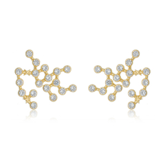 18k Gold Sagittarius earrings with white Sapphires or Diamonds