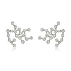 18k Gold Sagittarius earrings with white Sapphires or Diamonds - buy online