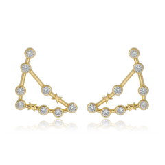 18k Gold Capricorn earrings with white Sapphires or Diamonds
