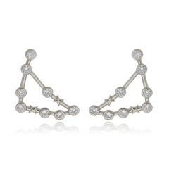 18k Gold Capricorn earrings with white Sapphires or Diamonds - buy online