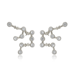 18k Gold Aquarius earrings with white Sapphires or Diamonds - buy online