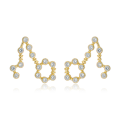 18k Gold Pisces earrings with white Sapphires or Diamonds