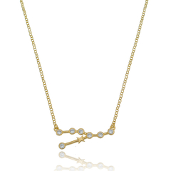 18k Gold Taurus necklace with white Sapphires or Diamonds