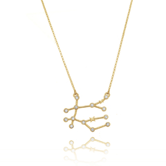 18k Gold Gemini necklace with white Sapphires or Diamonds