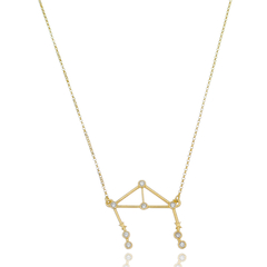 18k Gold Libra necklace with white Sapphires or Diamonds