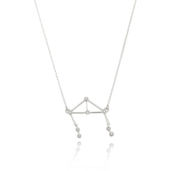 18k Gold Libra necklace with white Sapphires or Diamonds - buy online