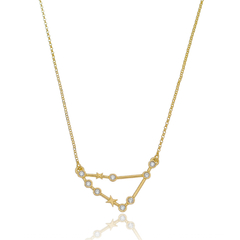 18k Gold Capricorn necklace with white Sapphires or Diamonds