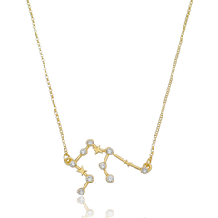 18k Gold Aquarius necklace with white Sapphires or Diamonds