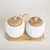 Set x2 azucareras porcelana con base bamboo - comprar online