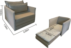 Poltrona Cama Elis_am com 80 cm interno que se Transforma em Sofá Cama Resistente e Confortável em Sued - Casa Selu - Loja Da Fábrica