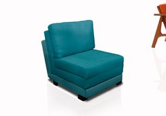 Poltrona Cama De Solteiro Reclinável Modelo MOVA_nu - Poltrona Se Transforma Em Sofá Cama Azul Ciano
