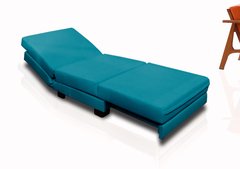 Poltrona Cama De Solteiro Reclinável Modelo MOVA_nu - Poltrona Se Transforma Em Sofá Cama Azul Ciano - comprar online