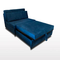 Poltrona Cama Meca_nusb que se Transforma em Sofá Cama de Solteiro com 94cm Resistente e Confortável em Sued Azul