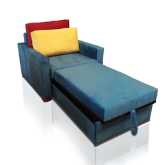 Poltrona Cama De Solteiro Modelo Meca_nu - Poltrona Que Se Transforma Em Sofá Cama - Azul/amarelo - comprar online