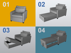 Poltrona Cama Meca_nusb que se Transforma em Sofá Cama Solteiro com 94 cm e de Molas Resistente e Confortável em Sued Amarelo - Casa Selu - Loja Da Fábrica