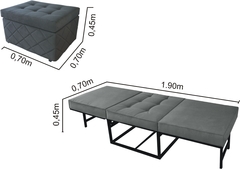 Puf Cama PC01_NU 03 que se Transforma em Sofá Cama Resistente e Confortável em Sarja 100% Algodão - loja online