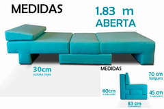 Poltrona Cama De Solteiro Modelo 0370 - Poltrona Que Se Transforma Em Sofá Cama Cor Azul na internet