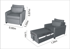 Poltrona Cama Meca_nu que se Transforma em Sofá Cama Solteiro Resistente e Confortável em Sarja Algodão 3022 na internet