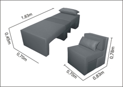 Poltrona Cama Cx_nu que se Transforma em Sofá Cama de Solteiro Resistente e Confortável em Sarja 585 compose - Casa Selu - Loja Da Fábrica