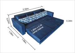 Sofá Cama bx03_nu com 2.50m que se Transforma em Cama Resistente e Confortável em Sued - Casa Selu - Loja Da Fábrica