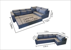 Sofá de Canto SFC_nu 08 que se Transforma em Sofá Cama de Casal Resistente e Confortável em Aquablock Karsten - loja online