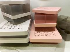 CAJA ORGANIZADORA "PARIS" CON TAPA SIN DIVIONES "L" ROSA - Marian - Todo Organizado