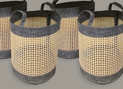 CESTOS "UZI" CON TELA DE JEAN SET x2 - comprar online