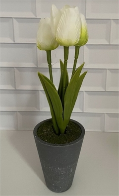 PLANTA ARTIFICIAL "TULIPAN" CON MACETA GRIS - comprar online