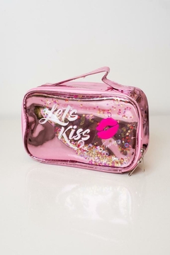 PORTA COSMETICOS "KISS" METALIZADO ROSA