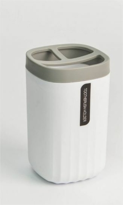 VASO PORTA CEPILLOS "JOACO" DE PLASTICO BLANCO Y GRIS