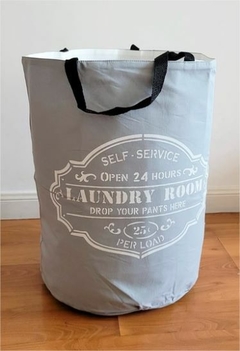 CESTO DE TELA LAUNDRY GRIS Y BLANCO - comprar online