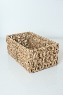 Imagen de CANASTO ORGANIZADOR "SEAGRASS GLAMY" RECTANGULAR NATURAL